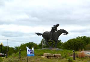 Pony Express Statue in Marysville, Kansas by Kathy Weiser-Alexander.