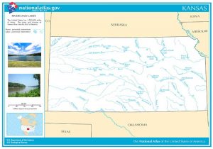 Kansas Rivers & Lakes Map.