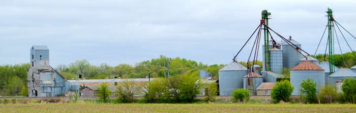 Grain silos at Winifred, Kansas by Kathy Weiser-Alexander.