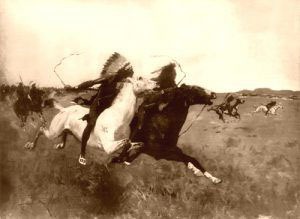 Indian attack by Frederic Remington, 1907.