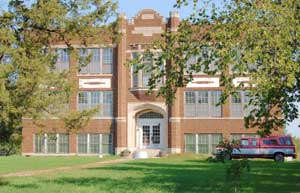 The Old Diamond Valley Highschool in Burdick, Kansas by Kathy Weiser-Alexander.