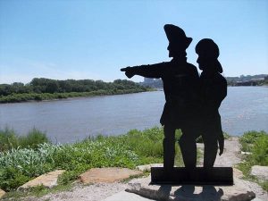 Lewis & Clark Sculpture in Kansas City, Kansas.