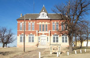 The first Logan County Courthouse in Russell Springs, Kansas now serves as the Butterfield Trail Museum by Kathy Weiser-Alexander.