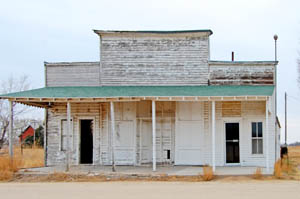 The former Miller General Store in Nekoma, Kansas. The right side of the building was used as a post office. Photo by Kathy Weiser-Alexander.