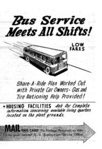 Bus service to the Sunflower Ordnance Works.