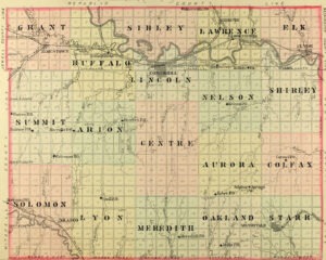 Cloud County, Kansas historic map.