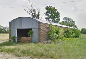 This old business building in Englevale, Kansas is now used for hay storage, courtesy of Google Maps.