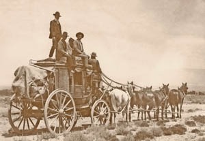Mail coach in the Old West.