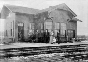 Atchison,Topeka & Santa Fe Depot in Plymouth, Kansas in 1909.