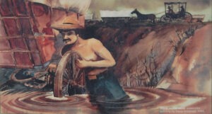 Stuck in the Mud by Doug Holdread, 1996. From Interpretive Panel.