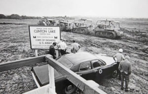 Building the Clinton Lake Dam, 1972, courtesy Lawrence Journal-World.