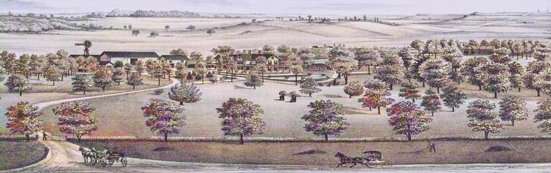 Governor Charles Robinson Farm in Douglas County, Kansas called Oak Ridge. By Everts & Co., 1887.