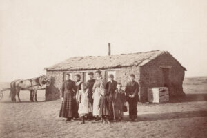 Sod school in Thomas County, Kansas, late 1800s.