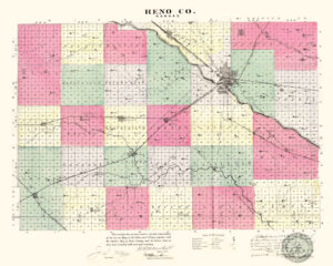Reno County, Kansas Map, 1887.