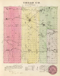 Trego County Map by L.H. Everts, 1887