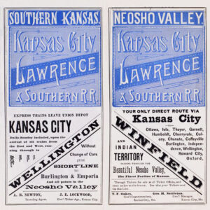Kansas City, Lawrence, and Southern Kansas Railroad Timetable.