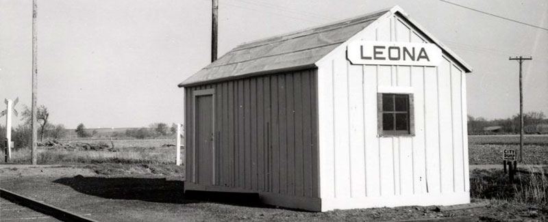 Union Pacific Railroad Box Depot in Leona, Kansas by H. Killiam, 1960.