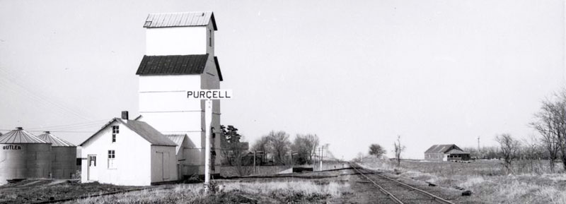 Chicago, Rock Island &amp;-Pacific Railroad sign board in Purcell, Kansas by H. Killiam, 1960.