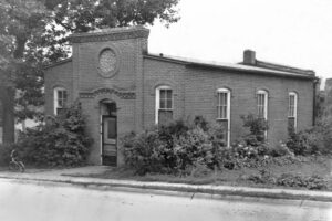 Brick school in Wathena, Kansas, about 1940.