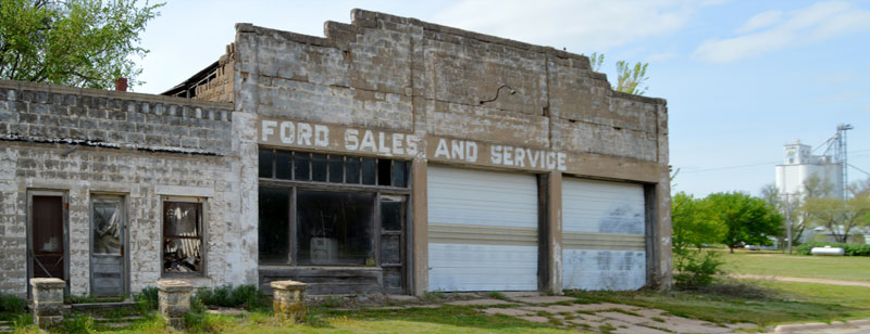 Old Ford dealership in Zenda, Kansas by Kathy Alexander.