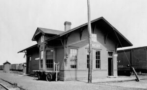 Atchison, Topeka, & Santa Fe Railroad Depot in Anness, Kansas, 1931.