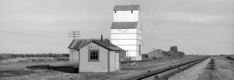 Missouri Pacific Railroad depot in Baker, Kansas by H. Killam, 1957.