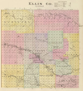 Ellis County, Kansas Map by L.H. Everts & Co., 1887.