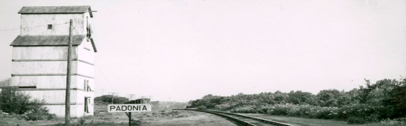 Missouri Pacific Railroad sign in Padonia, Kansas by H. Killam, 1964.