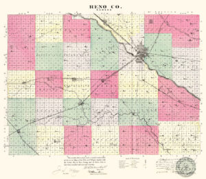 Reno County, Kansas Map by L.H. Everts & Co., 1887.