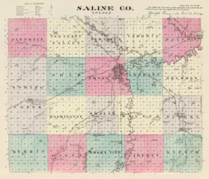 Saline County, Kansas Map by L.H. Everts & Co., 1887.