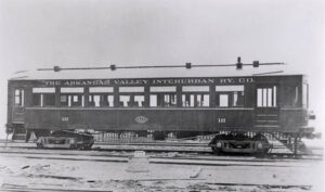 Arkansas Valley Interurban Railway in Wichita, Kansas, 1917.