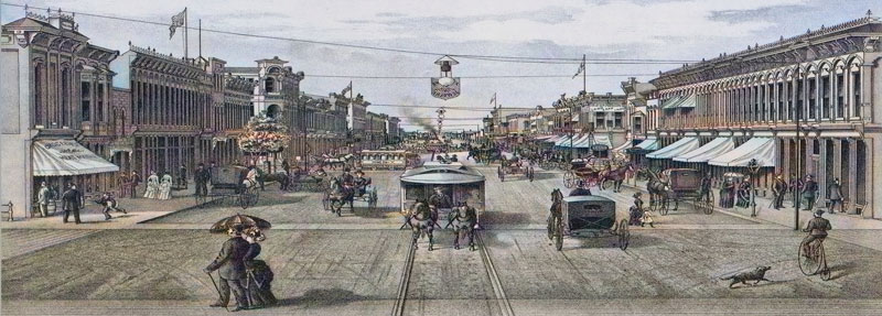 McPherson, Kansas Main Street by L.H.-Everts & Co., 1887.