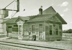 Atchison, Topeka & Santa Fe Depot in Oak Hill, Kansas, 1970.