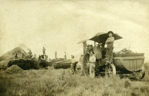 Threshing crew in Alma, Kansas about 1900.