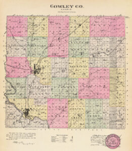 Cowley County Map by L.H. Everts & Co, 1887.