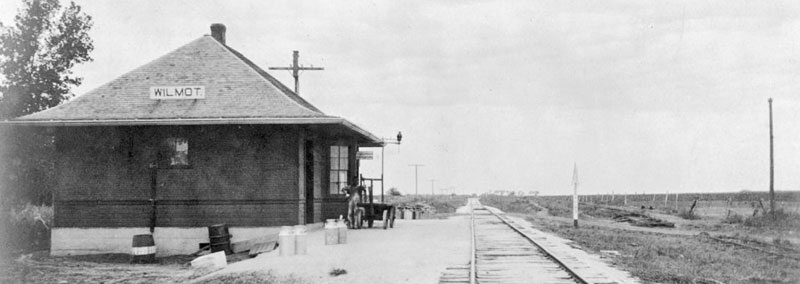 St. Louis-San Francisco Railway Depot in Wilmot, Kansas, 1916.