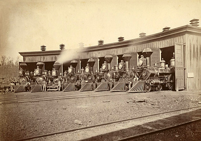 Kansas Pacific Roundhouse in Armstrong, Kansas, 1873.