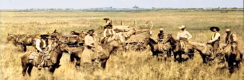 Cowboys in Finney County, Kansas about 1890.