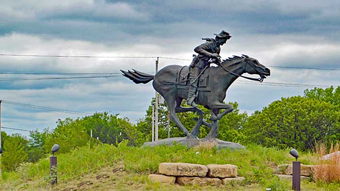Pony Express Statue in Marysville, Kansas by Kathy Weiser-Alexander.