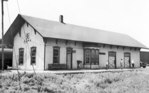 Atchison, Topeka & Santa Fe Railroad Depot in Alma, Kansas.