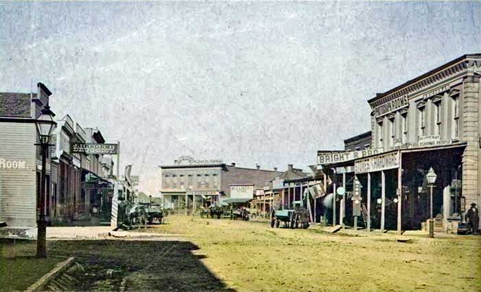 Fort Scott, Kansas Main Street, about 1875. Colorized.