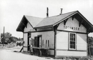 Atchison, Topeka & Santa Fe Railroad Depot in Tecumseh, Kansas.