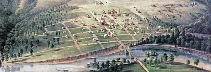 Tecumseh, Kansas Birdseye View, 1859