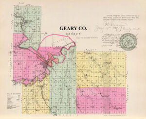 Geary County, Kansas Map by L.H. Everts & Co., 1887.