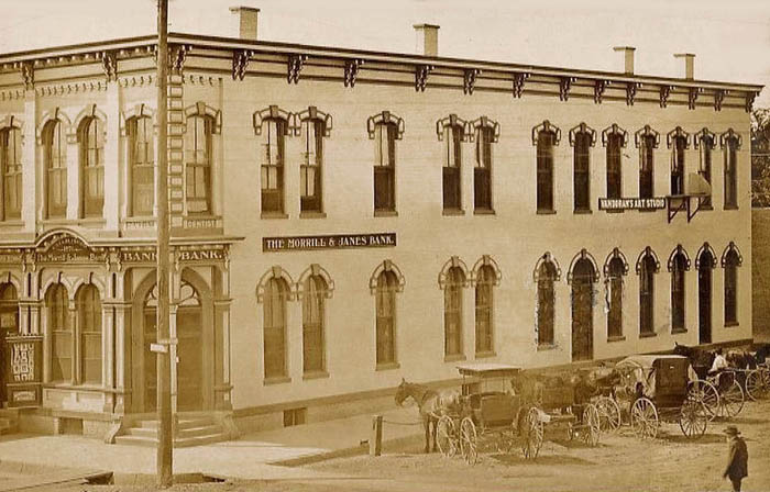 Morrill & Janes’ Bank in Hiawatha, Kansas. Morrill & Janes’ Bank in Hiawatha, Kansas.