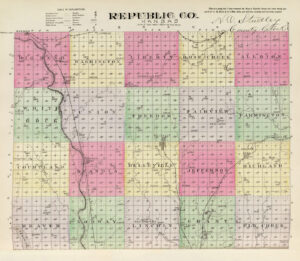 Republic County, Kansas Map by L.H. Everts & Co., 1887.