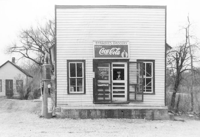 Sprague's Store in Busby, Kansas, about 1915.