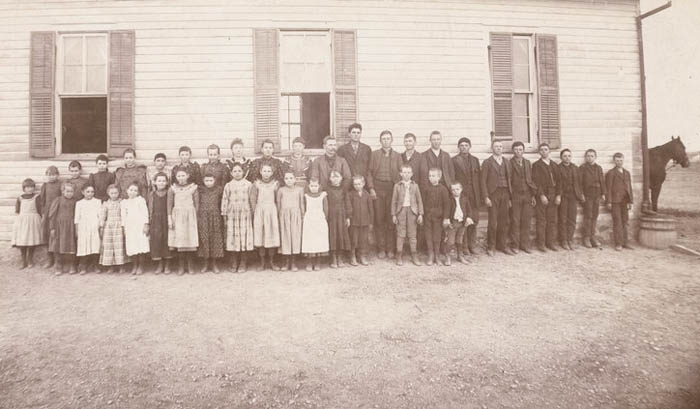 Delhi School in Dickinson County, Kansas about 1892.