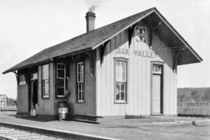 Atchison, Topeka & Santa Fe Railroad Depot in Oak Valley, Kansas 1931.