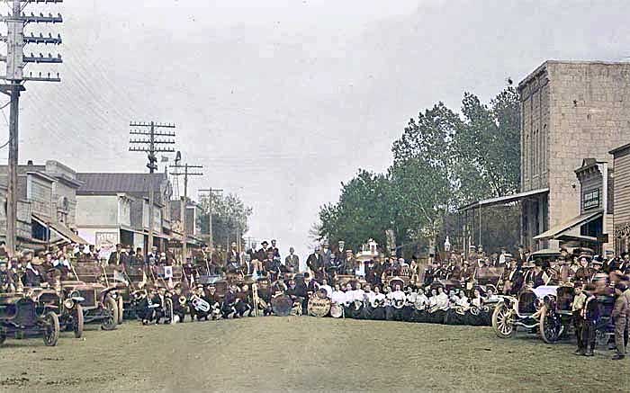 White City, Kansas Celebration early 1900s. Colorized